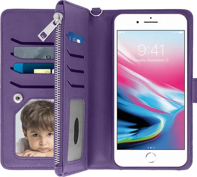Produktbild von Avizar, Klappetui mit abnehmbarer Hülle für Apple iPhone 6 Plus / 6S Plus / 7 Plus / 8 Plus, Violett