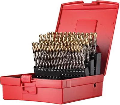 Productafbeelding van Spiraalboor set A095 / 203, conform DIN 338, type N, met HSS TiN-coating, met diameters van 6-10x0,1 mm, geleverd in een kunststof cassette met 41 stuks