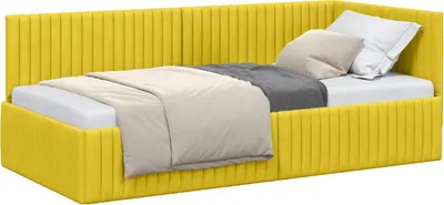 Obrázok produktu pre vidaXL Rohový rám postele s čelom žltý 90 cm x 200 cm zamat