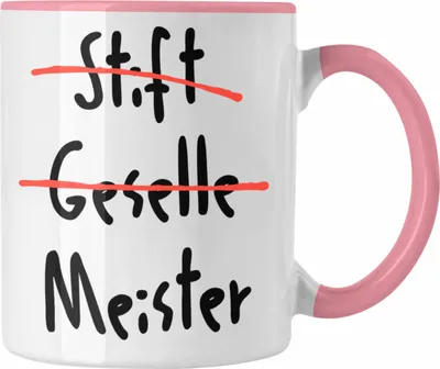 Produktbild von Trendation - Meister Prüfung Bestanden Geschenk Meisterprüfung Tasse Mann Metallbauer Dachdecker Maler Elektrotechnik Schreiner Elektronik (Rosa)