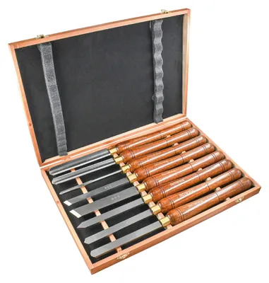 HSS-Drechselbeitel-Set, 8-teilig, in Holzkiste