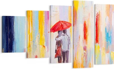 Produktbild von Bild auf Leinwand - Leinwandbild - Liebhaber Regenschirm - 100x60cm - Wand Bild - Wanddeko - Leinwanddruck - Bilder - Kunstdruck - Wanddekoration - Leinwand bilder - Wandkunst - EG100x60-3692
