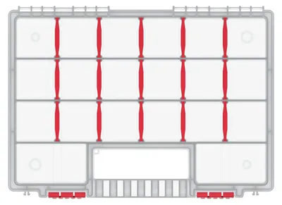 Obrázok produktu pre Plastový organizér 22 priehradiek NORT 344x249x50 červená