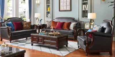 Produktbild von Luxus Möbel Sofagarnitur Couch Sofa Polster 3 2 1 Sitzer Wohnzimmer Holz 3tlg.