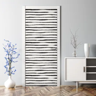 Produktbild von Dekorative Türtapete selbstklebend Klebefolie Türposter Türaufkleber Schwarze Linien 85 x 200 cm