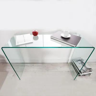 Produktbild von cagü: Design GlasSchreibtisch Schreibtisch [MAYFAIR] Glas transparent 100cm x 35cm
