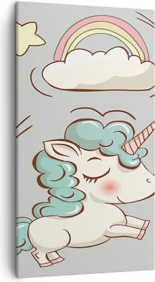 Produktbild von Bild auf Leinwand - Leinwandbild - Wolke Tapete Einhorn Ballon - 45x80cm - Wand Bild - Wanddeko - Leinwanddruck - Bilder - Kunstdruck - Wanddekoration - Leinwand bilder - Wandkunst - PA45x80-2859