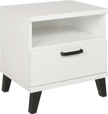 Immagine prodotto di Tavolino da notte DANAÉ – 1 cassetto + 1 vano – Bianco opaco