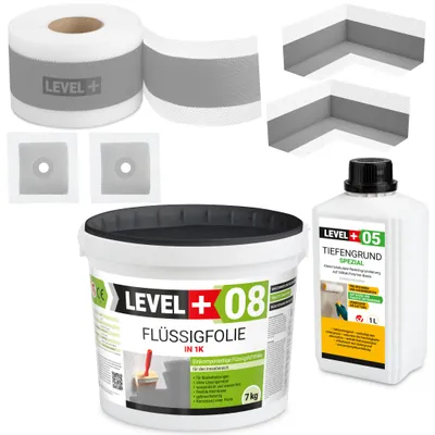 Produktbild von Dicht-Set für Dusche Bad Flüssigfolie 7 kg Dichtband Ecke Tiefgrund SET53