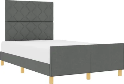 Image de vidaXL Cadre de lit avec tête de lit gris foncé 120 x 190 cm Tissu