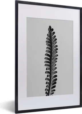 Produktbild von MuchoWow® MuchoWow® Gerahmtes Poster Abstraktes Blatt in Schwarz und Weiß 40x60 cm - Poster mit zchwarzem Bilderrahmen - Poster in Rahmen