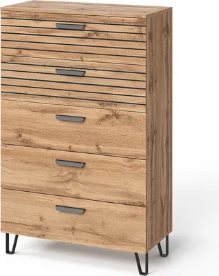 Produktbild von Kommode Vicco Amber Eiche Wotan 80 x 127.6 cm mit 5 Schubladen, Model 55552