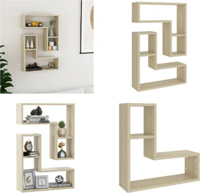 Image de vidaXL Wall regale 2 Stk. Sonoma Eiche 50x15x50 cm Holzwerkstoff - Wandregal - Wandregale - Wandablage - Wandablagen