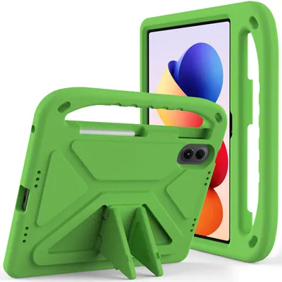 Produktbild von Hülle für Xiaomi Redmi Pad 2 Pro / Poco Pad M1 12,1" 2025, Leichte Stoßfeste Eva Kinder Schutzhülle mit Griff und Faltbarem Ständer Grün
