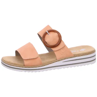 Produktbild von Rieker Damen Pantolette Schnalle Keilabsatz Wedge Klettverschluss V0692, Größe:42 EU, Farbe:Orange