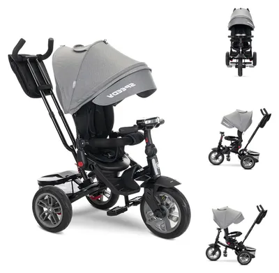 Produktbild von Lorelli Tricycle Speedy, Luftreifen, drehbarer Sitz, Musik, Licht, Schubstange dunkelgrau