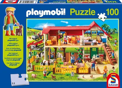 Produktbild von 100 Teile Schmidt Spiele Kinder Puzzle PLAYMOBIL Bauernhof mit Figur 56163