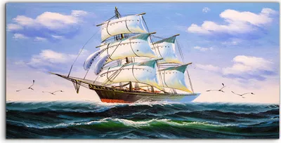 Produktbild von Coloray Canvas 100x50  Wandbild Leinwand Bilder Tiere wellen Vögel Segel Schiff Himmel