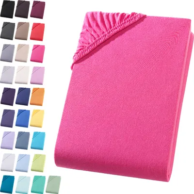 Produktbild von Jersey Kinder Spannbettlaken 60x120 - 70x140 cm Spannbettuch 100% Baumwolle Bettlaken, Magenta Pink