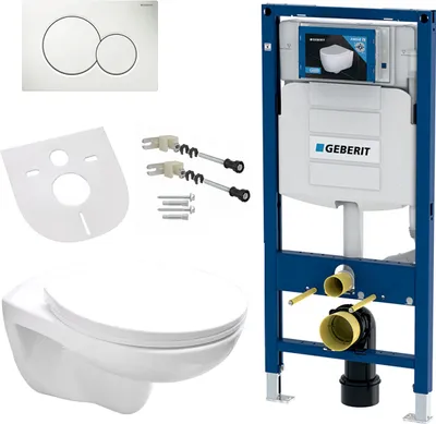 Produktbild von GEBERIT DUOFIX Komplett Set WC Hänge-WC Spülrandlos Deckel Vorwandelement Schallschutz Betätigungsplatte