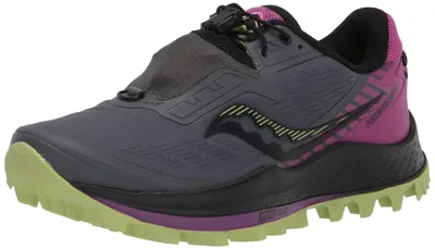 Productafbeelding van SAUCONY Peregrine 11 ST damesschoen voor trailrunning, kleur: Shadow/Raspberry/Lime, maat 38