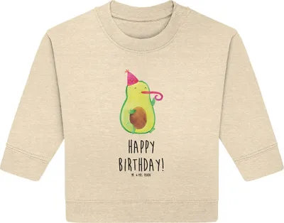 Produktbild von Mr. & Mrs. Panda Organic Baby Pullover Avocado Geburtstag 6. - 12. Monat - Natural Raw - Geschenk, Alles Gute, Bullover, Party, Frucht, Happy Birthday