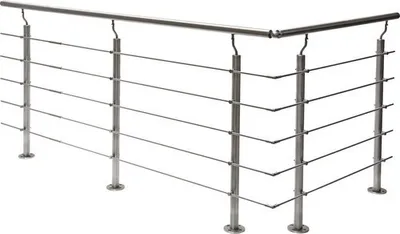 Produktbild von Pertura Geländer-Komplettset Hestia L-Form Edelstahl mit Rundstäbenfür Bodenmontage B: 2 m