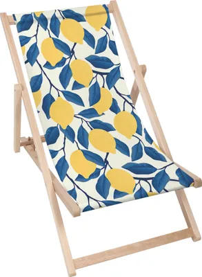 Produktbild von Dreamroots Liegestuhl klappbar Holz, Buchenholz bis zu 130 kg, Sonnenliege klappbar mit 3-stufiger Neigungsregulierung der Rückenlehne,Tropical Lemons