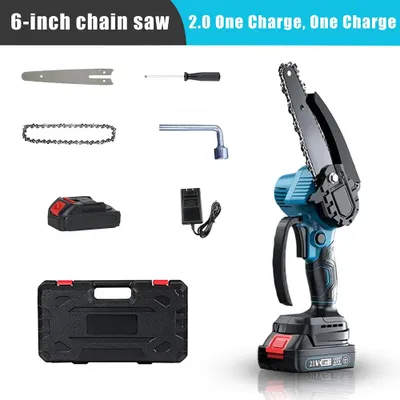 Image de Coupe-haies sans fil - Élagueur télescopique 3-en-1 - Scie à chaîne électrique - Lame de 15 cm - Sécateur pour branches de 25 mm - Tige réglable - 1 batterie