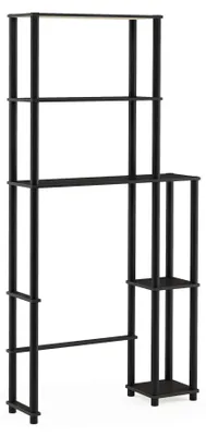 Toiletregal mit 5 Ablagen, Espresso/Schwarz, 78,99 x 165,35 x 22,86 cm