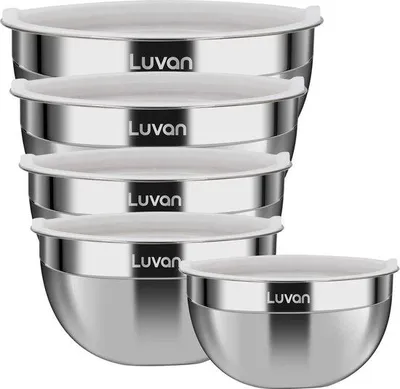 Produktbild von Famanu Rührschüsseln Set mit Deckeln - 5-teilig (1,45L, 1,8L, 2,5L, 3,2L, 4L)