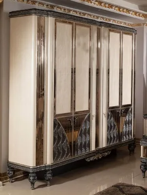 Produktbild von Casa Padrino Luxus Barock Schlafzimmerschrank Beige / Schwarz / Gold - Prunkvoller Massivholz Kleiderschrank im Barockstil - Barock Schlafzimmer & Hotel Möbel - Edel & Prunkvoll