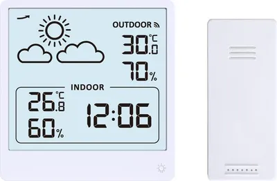 Produktbild von Digitalwecker mit Wettervorhersage und Thermometer Weiß - JVD Modell: SB3347.1