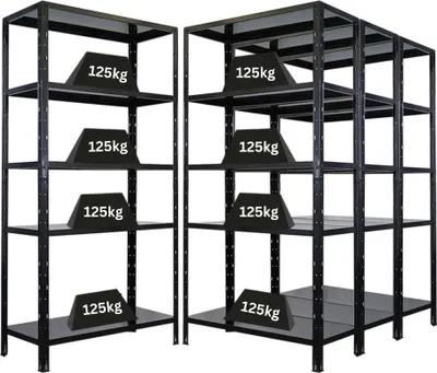 Produktbild von Mega Deal | 4x Schwerlastregal Ares| HxBxT 180x90x40cm | Fachlast 125 kg | Schwarz