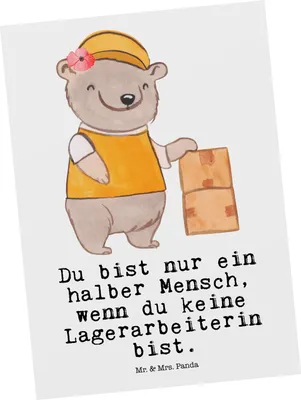 Produktbild von Mr. & Mrs. Panda Postkarte Lagerarbeiterin Herz - Weiß - Geschenk, Ansichtskarten, bildkarte, Witzig, einzelkarte, Fachlageristin, Ausbildung, Grußkarte, Spruch, Lustig