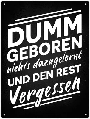 Produktbild von Dumm geboren nichts dazugelernt und den Rest vergessen Metallschild XXL in