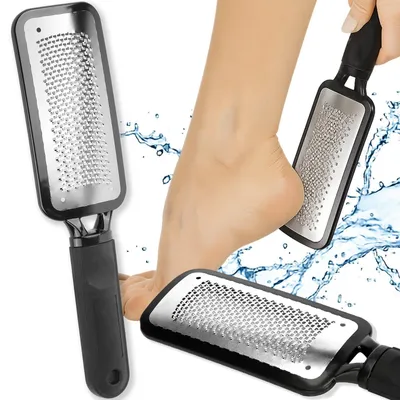 Obrázek produktu pro Pilník na paty kovové struhadlo na chodidla z nerezové oceli černé s rukojetí