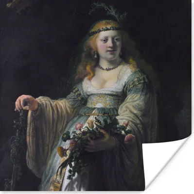 Produktbild von MuchoWow® Poster Saskia von Uylenburgh - Gemälde von Rembrandt van Rijn 50x50 cm - Wohnzimmerdekoration