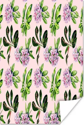 Produktbild von MuchoWow® Poster Blumen - Blätter - Hortensie 40x60 cm - Plakate für die Wand - Poster Babyzimmer