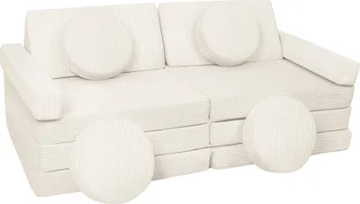 Zdjęcie produktu dla Sofa Modułowa Dla Dziecka, Klocki Piankowe Z Kierownicą (Kolor: Ecru/Beż (Sztruksowy))