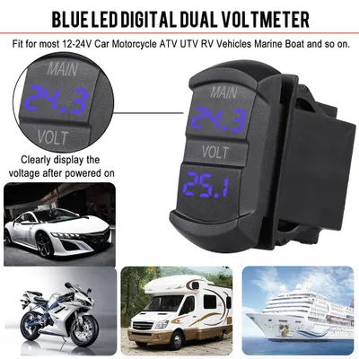 Obrázek produktu pro Voltmetr, dvojitý voltmetr, digitální dvojitý voltmetr, automobilový dvojitý voltmetr, digitální dvojitý voltmetr LED