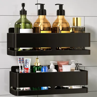 Produktbild von Duschregal, Aluminium, 2 Etagen, schwarz, für Badezimmer