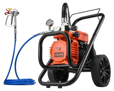 Image de Pulvérisateur de peinture airless à membrane, pulvérisateur de peinture airless sur chariot performant de 2 000 W, haute pression de 3 300 psi, avec rallonge, aiguille de nettoyage et brosse, pour la peinture intérieure et extérieure