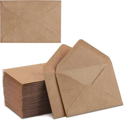 Produktbild von Kraftpapier Umschläge, 13,5 x 18,5 cm, 100 Stück, mit spitzem Klappe, für Einladungen