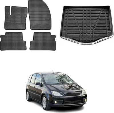 Immagine prodotto di Set di tappetini e fodere per il bagagliaio per Ford C-Max 2007-2010 in gomma TPE nero 5x