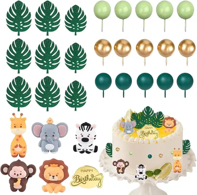 Productafbeelding van Taartdecoratie ballen - Set van 30 - Taartdecoratie dieren