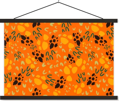 Produktbild von MuchoWow® Textilposter Sporen - Orange - Muster 120x80 cm mit schwarzem Rahmen - Wanddeko