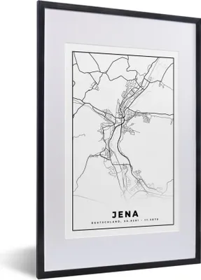 Produktbild von MuchoWow® Gerahmtes Poster Jena - Karte - Stadtplan 40x60 cm - Poster mit Schwarzem Bilderrahmen Wandposter Rahmen Foto Bilder - Poster in Rahmen