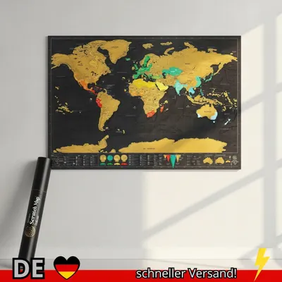 Produktbild von Rubbelkarte Reisekarte und Weltkarten Zum Rubbeln X-Large Black Gold Travel