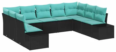 Imagen del producto de vidaXL Juego de sofás de jardín, 9 piezas, color , tejido de polirattan